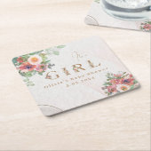 フローラガールシャワー スクエアペーパーコースター (アングル)