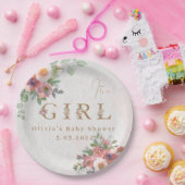 フローラガールシャワー ペーパープレート (パーティー)