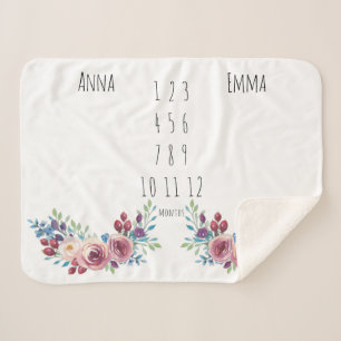 フローラガールズツインマイルストンフリースブランケット シェルパブランケット