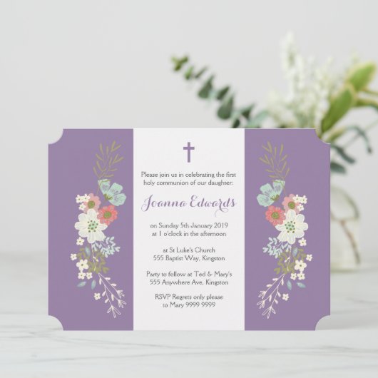 フローラガールズドーターファーストパーソナライズされたコミューン 招待状 (スタンド正面)