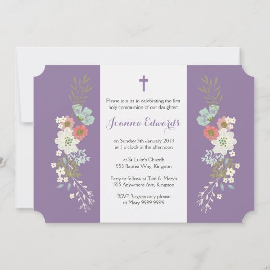 フローラガールズドーターファーストパーソナライズされたコミューン 招待状 (正面)