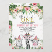 フローラガールズ描サファリワイルド誕生日 招待状 (正面/裏面)