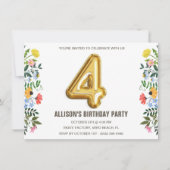 フローラガールチャイルド4thバルーンバースデーパーティー 招待状 (正面)