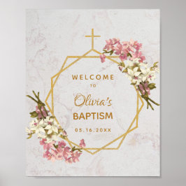 フローラガールバプテスマ金ゴールド大理石の蘭へようこそ ポスター