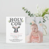 フローラガールホーリーカウファースト誕生日写真 招待状 (スタンド正面)