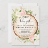 フローラガール素朴の赤ちゃんシャワー赤面ピンク 招待状 (正面)