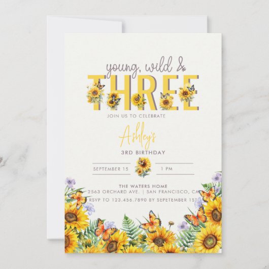 フローラガール誕生日 |誕生日 招待状 (正面)