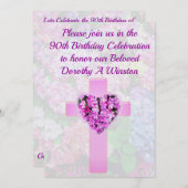 フローラキかわいらしリスト第90誕生日招待状 招待状 (正面/裏面)