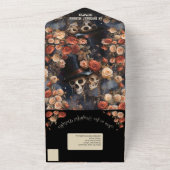 フローラキスをするスケルトン大人のハロウィーン オールインワン招待状 (外側)