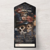 フローラキスをするスケルトン大人のハロウィーン オールインワン招待状 (内側)