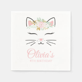 フローラキットンバースデーパーティーのナプキンピンク スタンダードカクテルナプキン