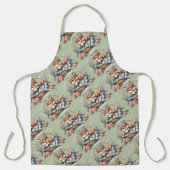 フローラキツネ入りカゴと花 エプロン (正面)