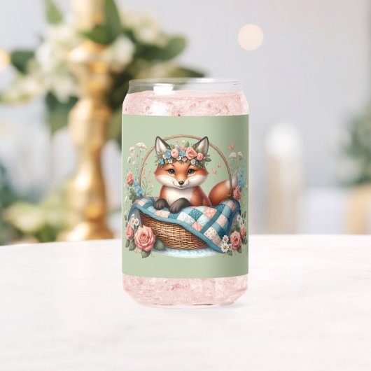 フローラキツネ入りカゴと花 ガラス缶 (インサイチュ (ウェディング))