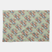 フローラキツネ入りカゴと花 キッチンタオル (横)