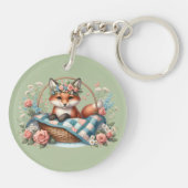 フローラキツネ入りカゴと花 キーホルダー (裏面)