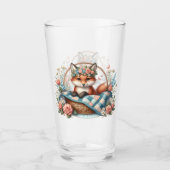 フローラキツネ入りカゴと花 タンブラーグラス (正面)