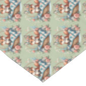 フローラキツネ入りカゴと花 テーブルクロス (アングル)