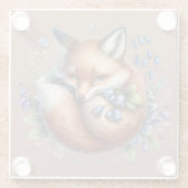 フローラキツネ植物木版画 ガラスコースター (裏面)