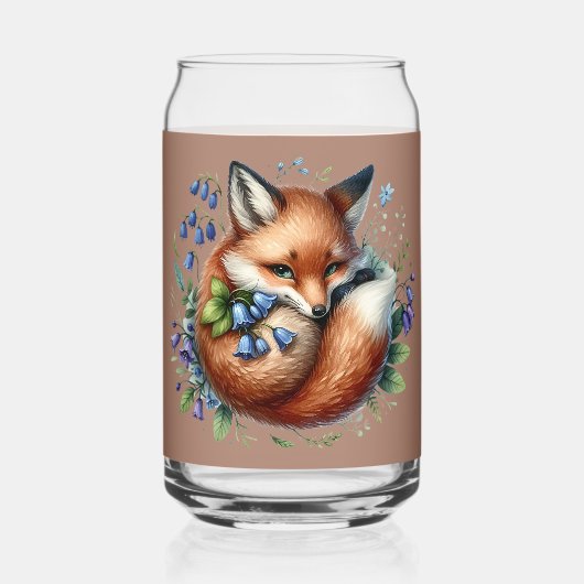 フローラキツネ植物木版画 ガラス缶 (裏面)