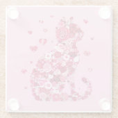 フローラキャットシルエットアートフォキャンバスプリントプリント ガラスコースター (裏面)