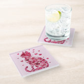 フローラキャットシルエットアートフォキャンバスプリントプリント ガラスコースター (アングル)