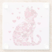 フローラキャットシルエットアートフォキャンバスプリントプリント ガラスコースター (裏面)