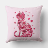 フローラキャットシルエットアートフォキャンバスプリントプリント クッション (裏面)