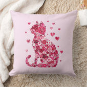 フローラキャットシルエットアートフォキャンバスプリントプリント クッション (ブランケット)