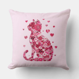 フローラキャットシルエットアートフォキャンバスプリントプリント クッション