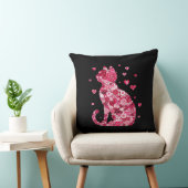 フローラキャットシルエットアートフォキャンバスプリントプリント クッション (椅子)