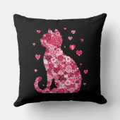 フローラキャットシルエットアートフォキャンバスプリントプリント クッション (裏面)