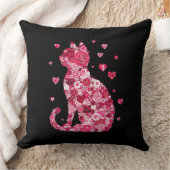 フローラキャットシルエットアートフォキャンバスプリントプリント クッション (ブランケット)