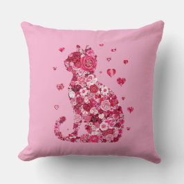 フローラキャットシルエットアートフォキャンバスプリントプリント クッション