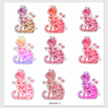 フローラキャットシルエットアートフォキャンバスプリントプリント