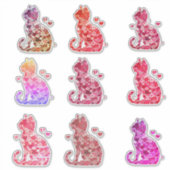 フローラキャットシルエットアートフォキャンバスプリントプリント シール (正面)