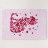 フローラキャットシルエットアートフォキャンバスプリントプリント ジグソーパズル (横)