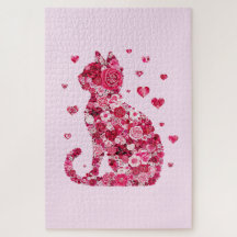 フローラキャットシルエットアートフォキャンバスプリントプリント