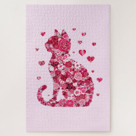 フローラキャットシルエットアートフォキャンバスプリントプリント ジグソーパズル