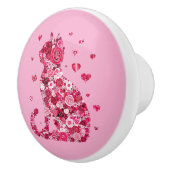 フローラキャットシルエットアートフォキャンバスプリントプリント セラミックノブ (右)