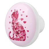 フローラキャットシルエットアートフォキャンバスプリントプリント セラミックノブ (右)