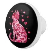 フローラキャットシルエットアートフォキャンバスプリントプリント セラミックノブ (右)