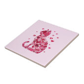 フローラキャットシルエットアートフォキャンバスプリントプリント タイル (側面)