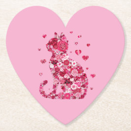 フローラキャットシルエットアートフォキャンバスプリントプリント ペーパーコースター