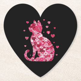 フローラキャットシルエットアートフォキャンバスプリントプリント ペーパーコースター