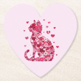 フローラキャットシルエットアートフォキャンバスプリントプリント ペーパーコースター