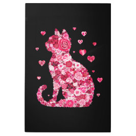 フローラキャットシルエットアートフォキャンバスプリントプリント メタルプリント