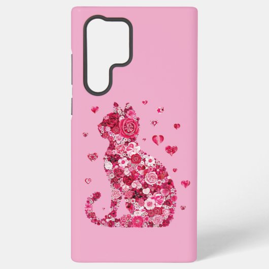 フローラキャットシルエットアートフォキャンバスプリントプリント SAMSUNG GALAXYケース (裏面)