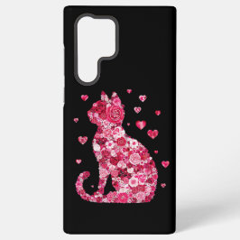 フローラキャットシルエットアートフォキャンバスプリントプリント SAMSUNG GALAXY S22 ULTRAケース