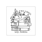 フローラキャット蔵書票 ラバースタンプ (インプリント)