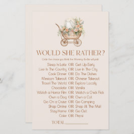 フローラキャリッジは彼女はむしろ赤ちゃんシャワーのゲーム